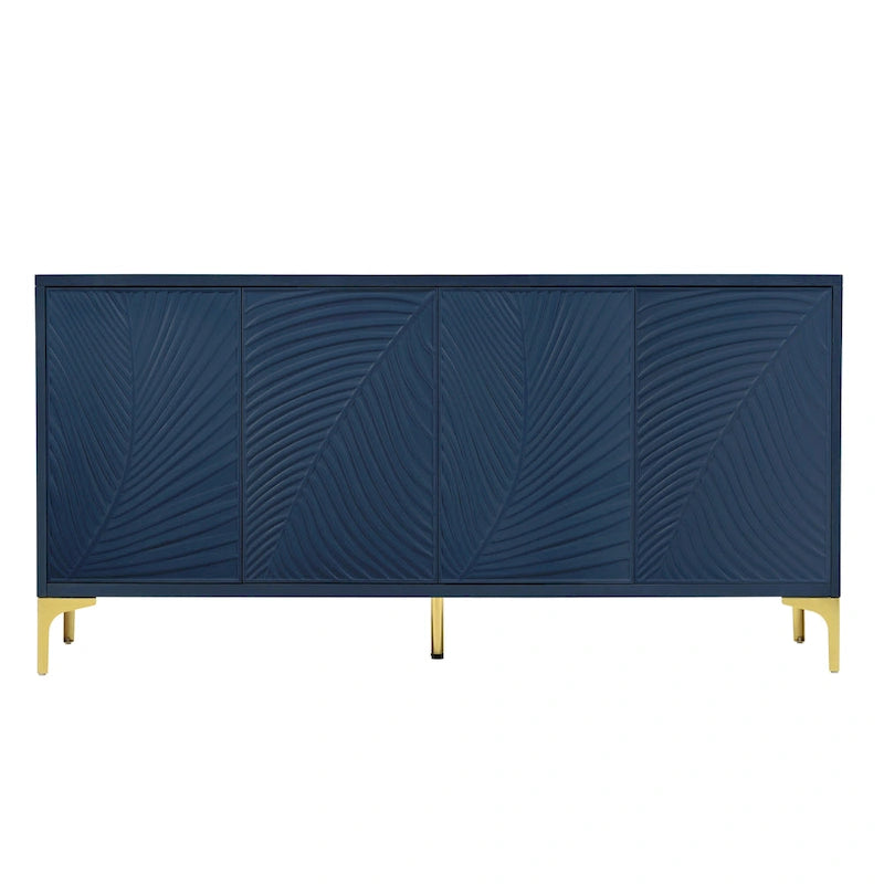 Meuble de rangement multifonctionnel, Buffet à quatre portes avec texture unique, Étagères réglables