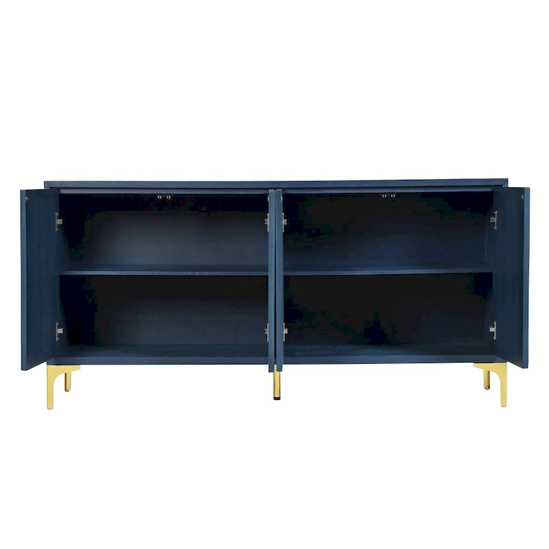 Meuble de rangement multifonctionnel, Buffet à quatre portes avec texture unique, Étagères réglables