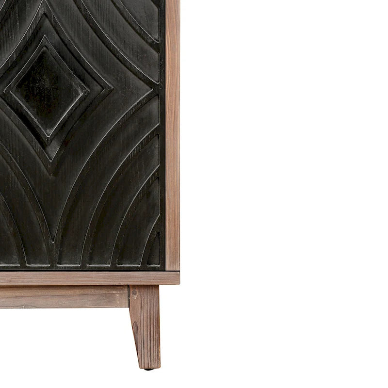 Bahut Buffet Mid-Century avec Pieds en Bois Massif, Meuble de Rangement de Cuisine de 60 po, Credenza avec 4 Portes et 2 Étagères