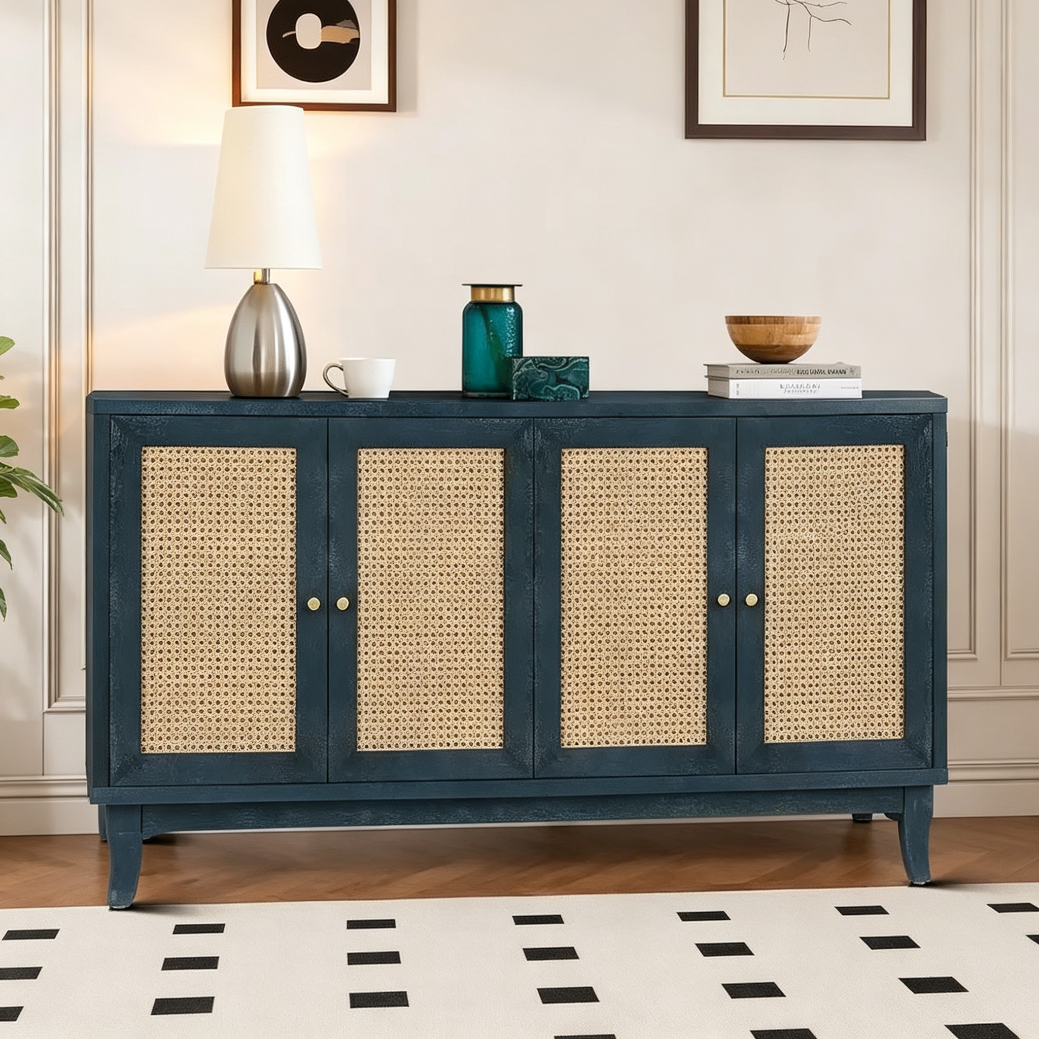 Bahut horizontal de style ferme moderne avec deux armoires