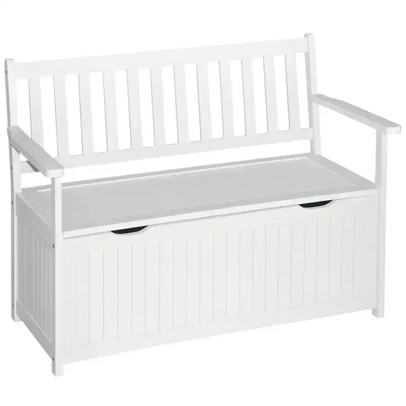 Outsunny Banc de rangement extérieur 155 L, coffre de pont en bois avec revêtement intérieur en PE imperméable, conteneur 2 places pour patio, jardin, balcon, cour