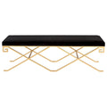 Banc glamour Velours noir/feuille d'or - 59Lx21Px20H