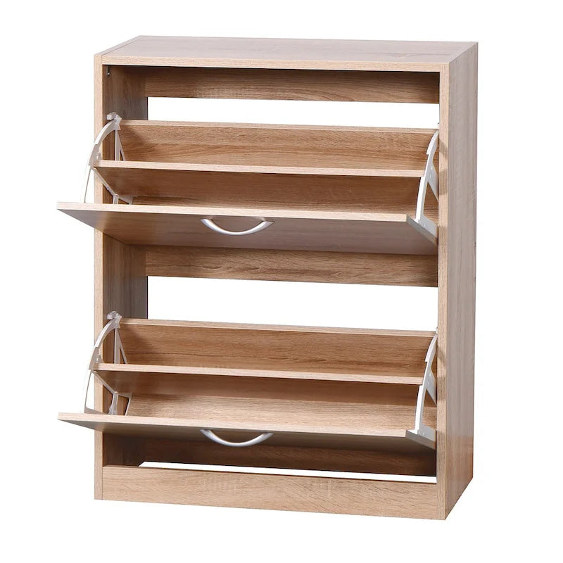 Meuble à chaussures en bois pour entrée, meuble de rangement pour chaussures blanc avec 2 portes battantes