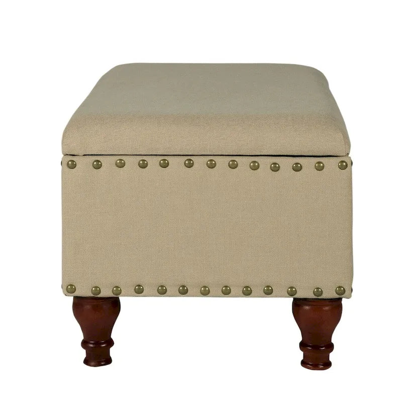 Banc de rangement capitonné en lin vanille