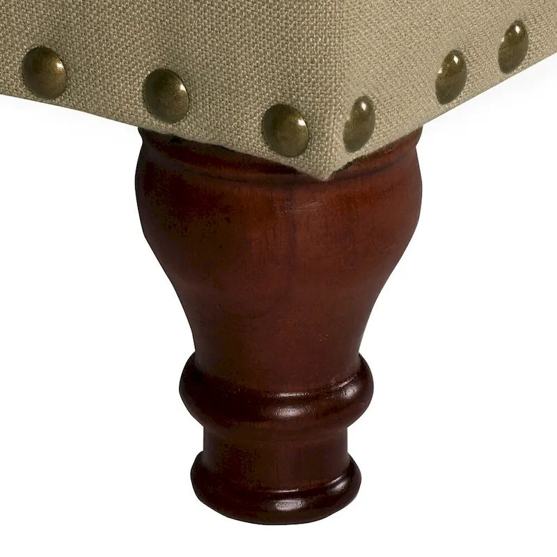 Banc de rangement capitonné en lin vanille
