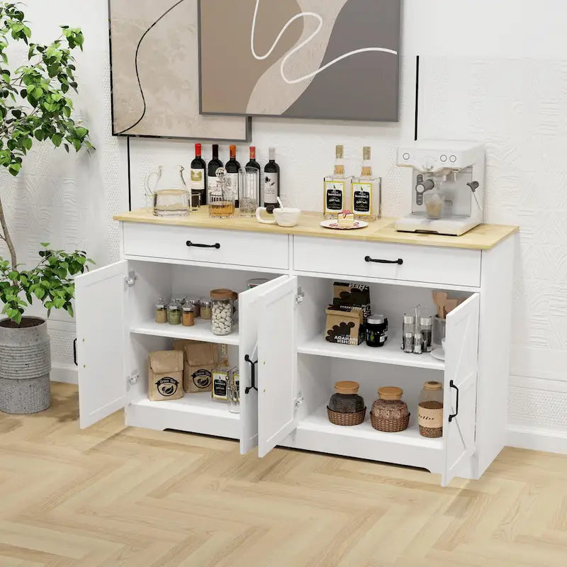 55.91 Grand buffet de ferme, armoire de rangement, bahut.