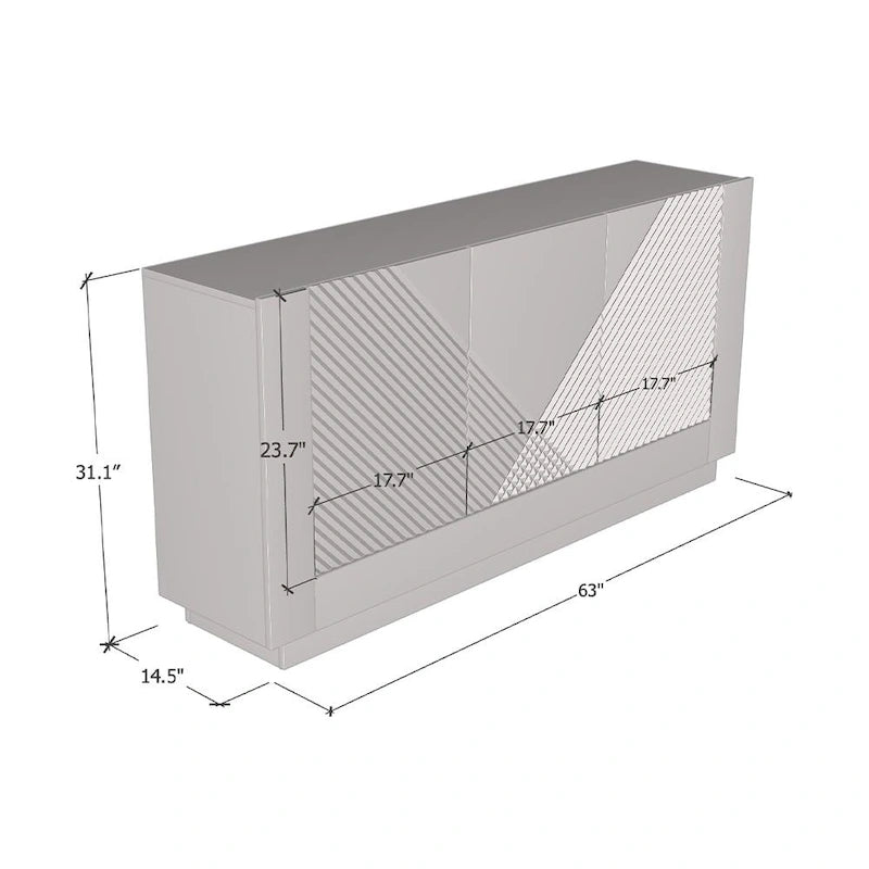 Bahut de salle à manger moderne avec panneaux de porte décoratifs et grand espace de rangement