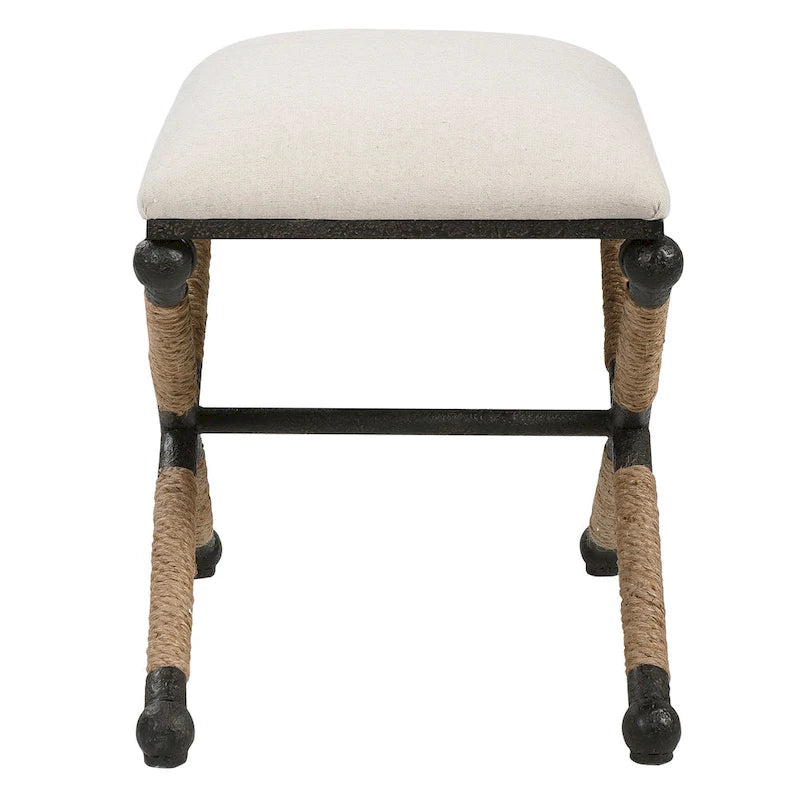 Petit banc d'appoint rembourré avec pieds en bois massif