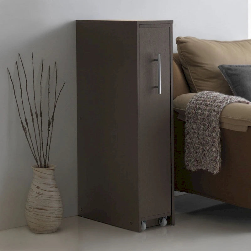 Étagère 5 tablettes brun foncé moderne avec cadre en bois