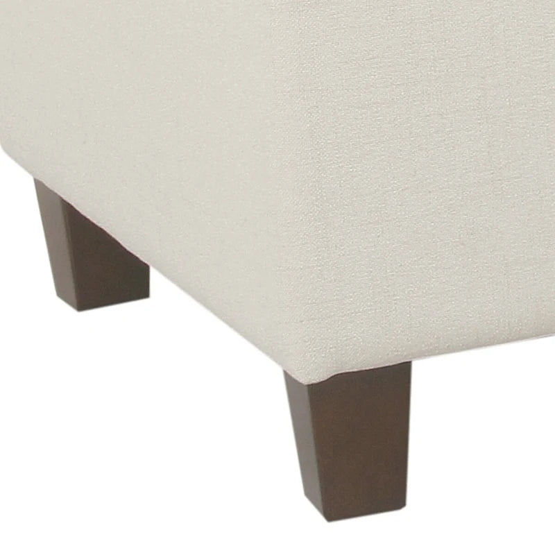 Banc en bois capitonné en tissu avec rangement à charnière, blanc et marron - 45,7 H x 101,6 L x 45,7 P cm
