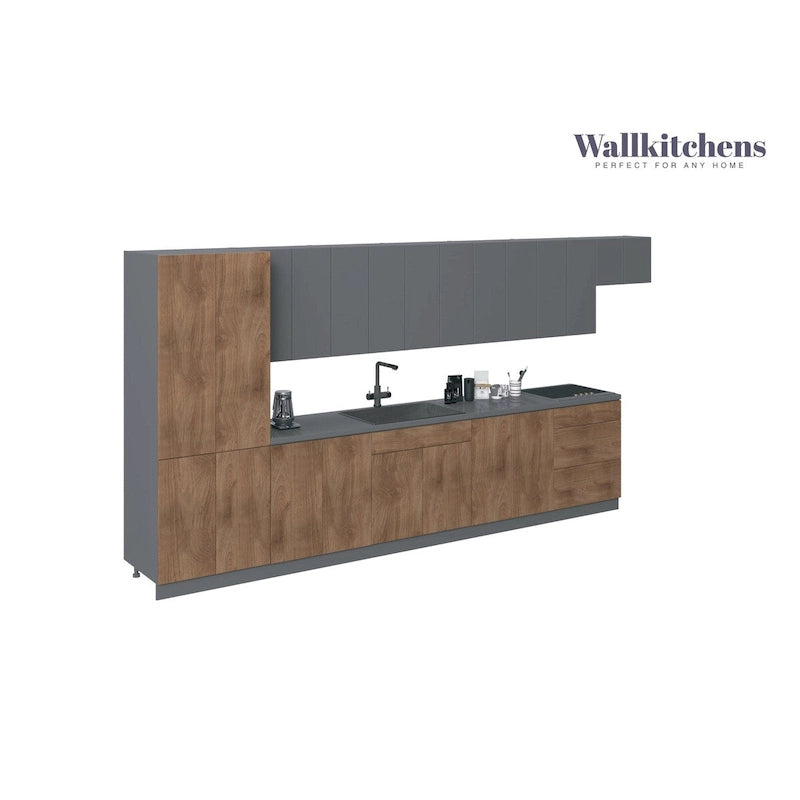 Cuisine teck naturel et base noire 15 pieds de large - 174x24