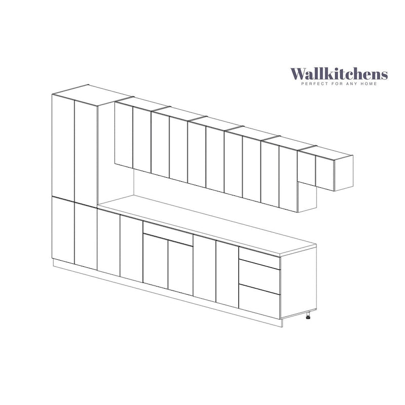 Cuisine teck naturel et base noire 15 pieds de large - 174x24