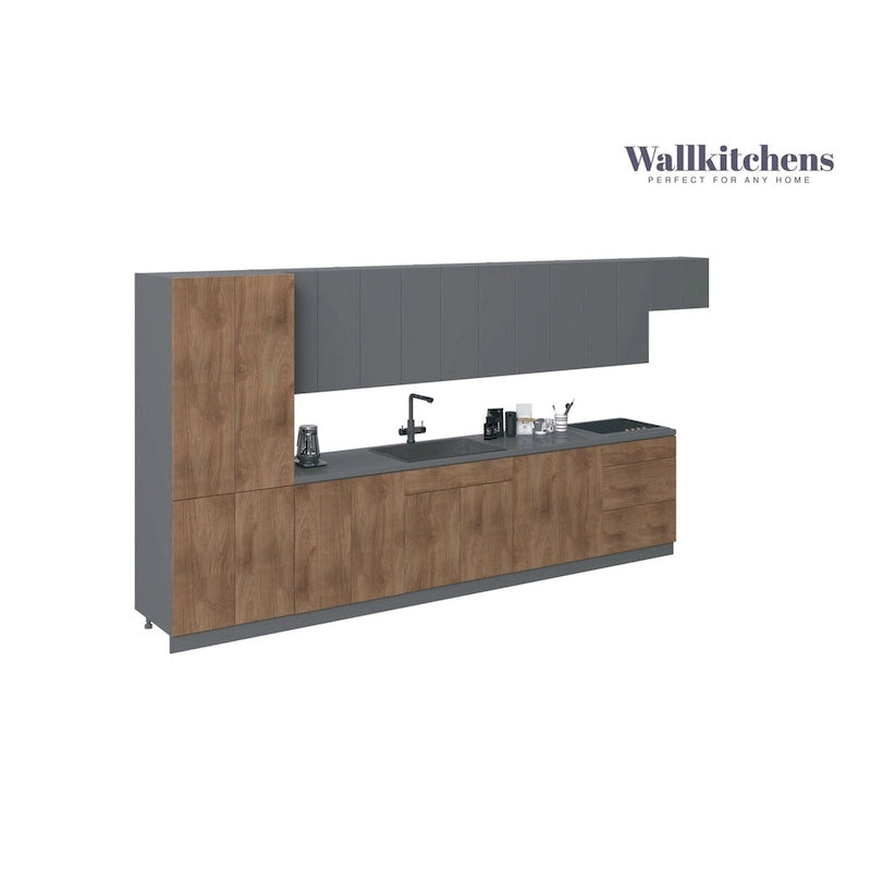 Cuisine teck naturel et base noire 15 pieds de large - 174x24