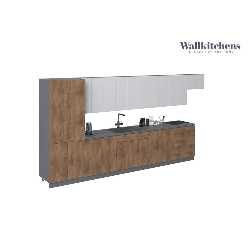 Cuisine teck naturel et base noire 15 pieds de large - 174x24