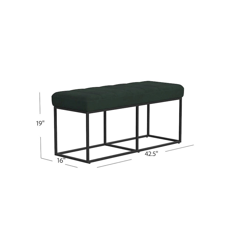 Banc d'entrée industriel rembourré en similicuir avec cadre en métal