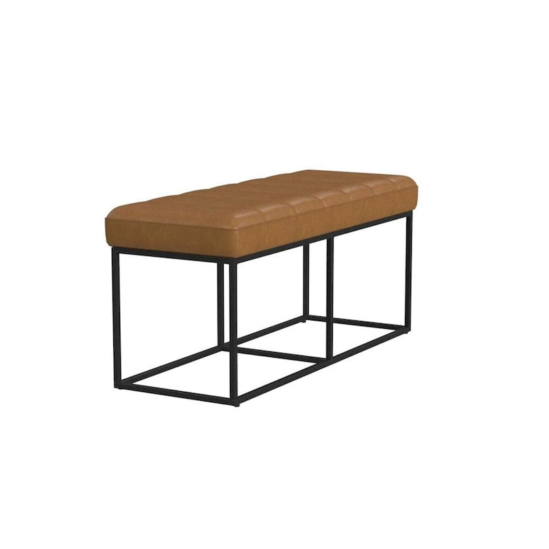 Banc d'entrée industriel rembourré en similicuir avec cadre en métal