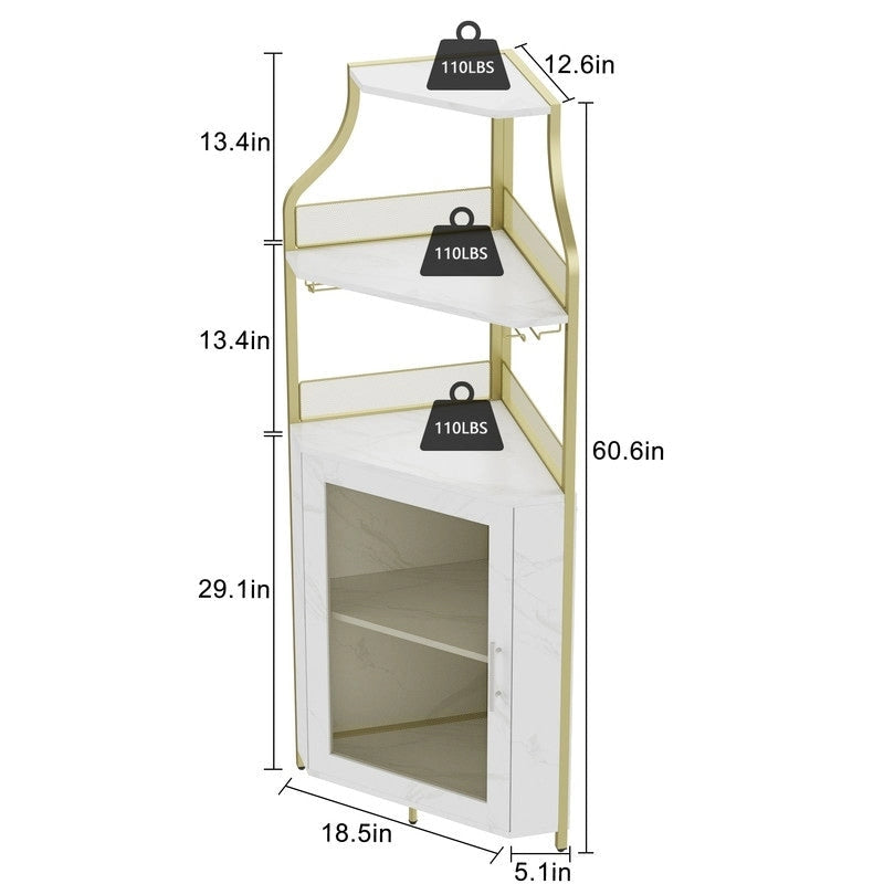 Meuble de rangement à vin d'angle autoportant avec capacité de 12 bouteilles
