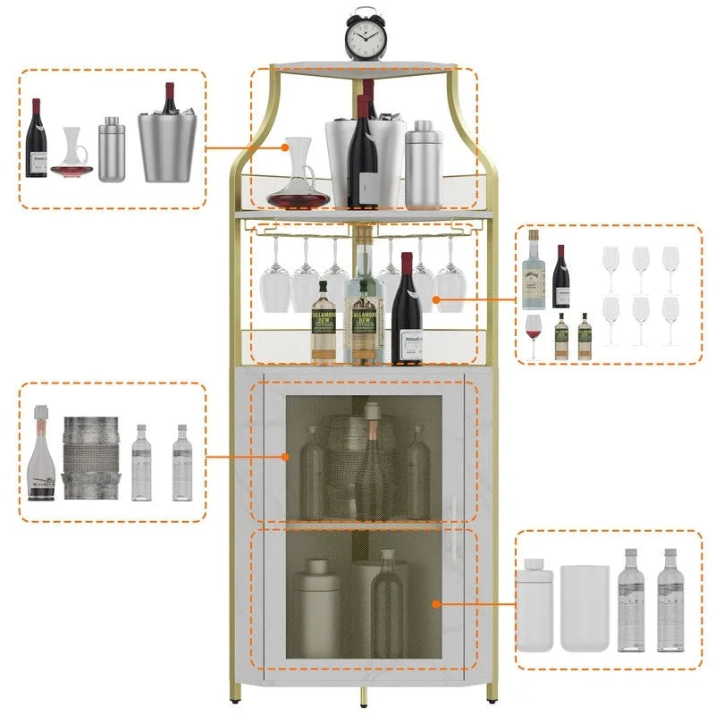 Meuble de rangement à vin d'angle autoportant avec capacité de 12 bouteilles