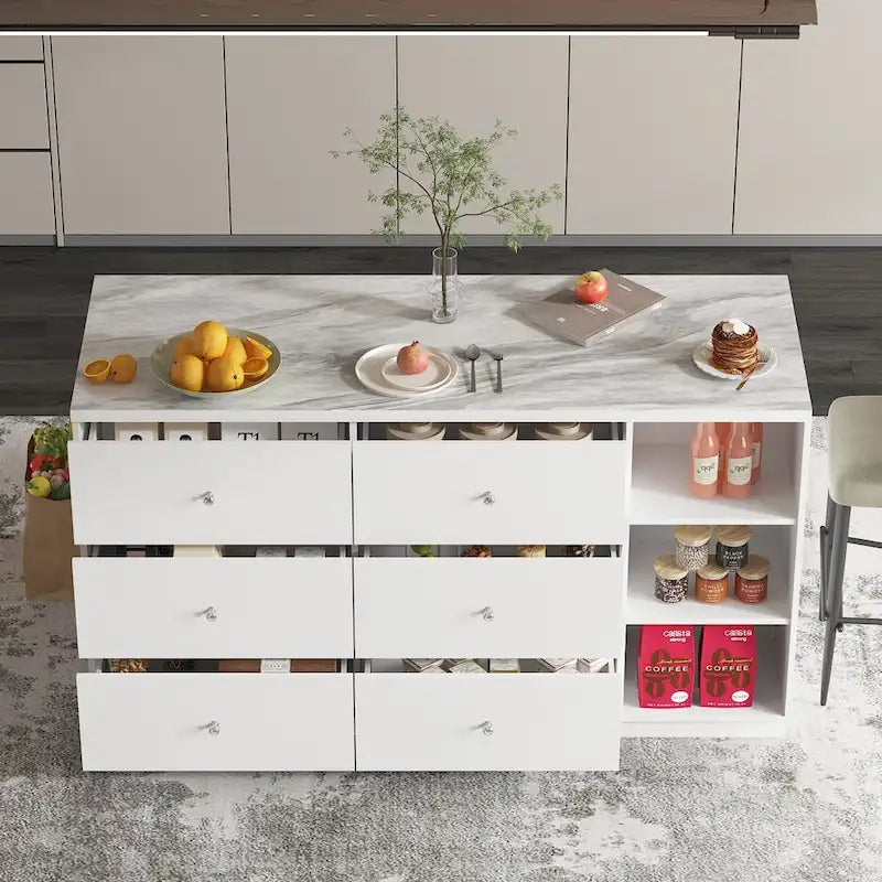 Bahut blanc avec de nombreux compartiments de rangement pour la maison moderne - 63