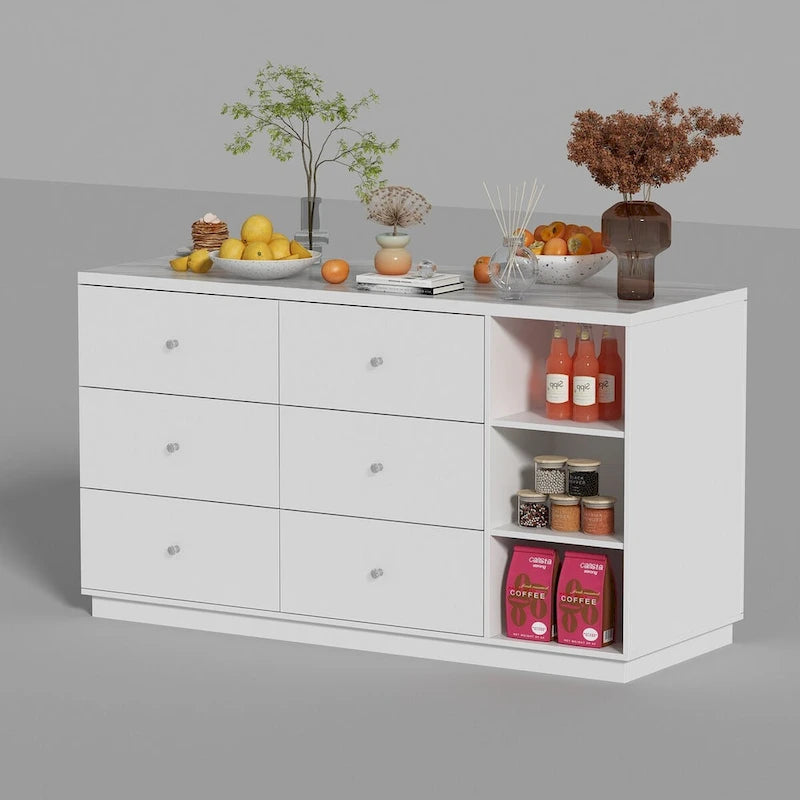 Bahut blanc avec de nombreux compartiments de rangement pour la maison moderne - 63