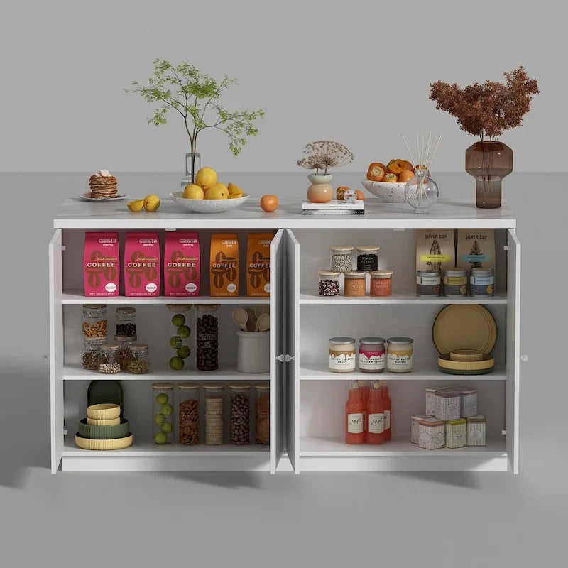 Bahut blanc avec de nombreux compartiments de rangement pour la maison moderne - 63