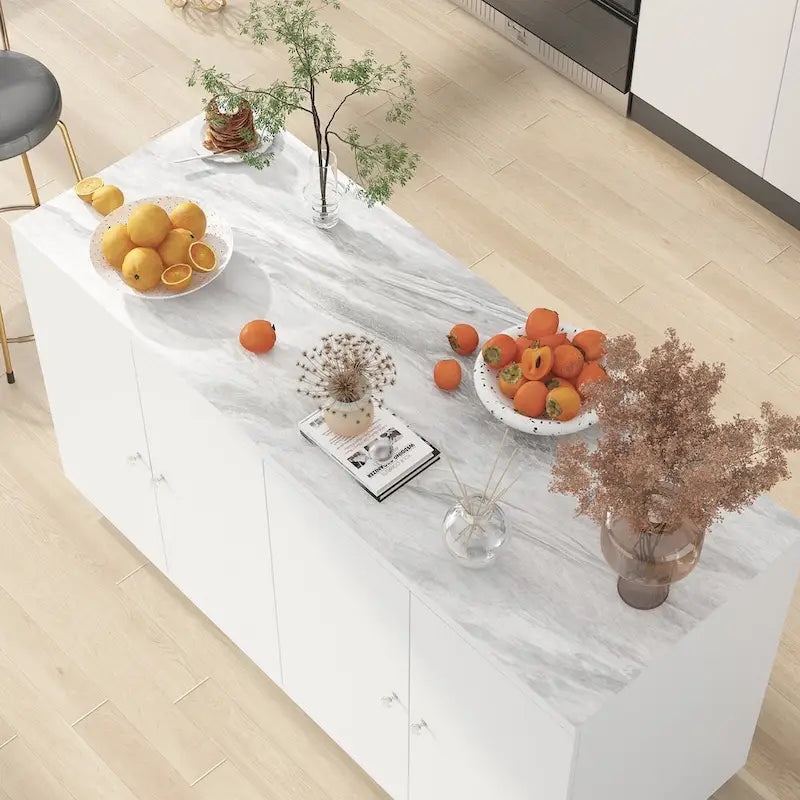 Bahut blanc avec de nombreux compartiments de rangement pour la maison moderne - 63