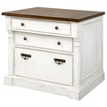 Meuble de classement latéral en bois rustique avec tiroir de classement à serrure (format légal/lettre) et armoire de rangement, blanc