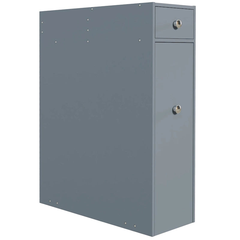 Meuble de rangement étroit gris pour salle de bain, organiseur de sol autoportant, économiseur d'espace, support de papier toilette de salle de bain avec tiroirs