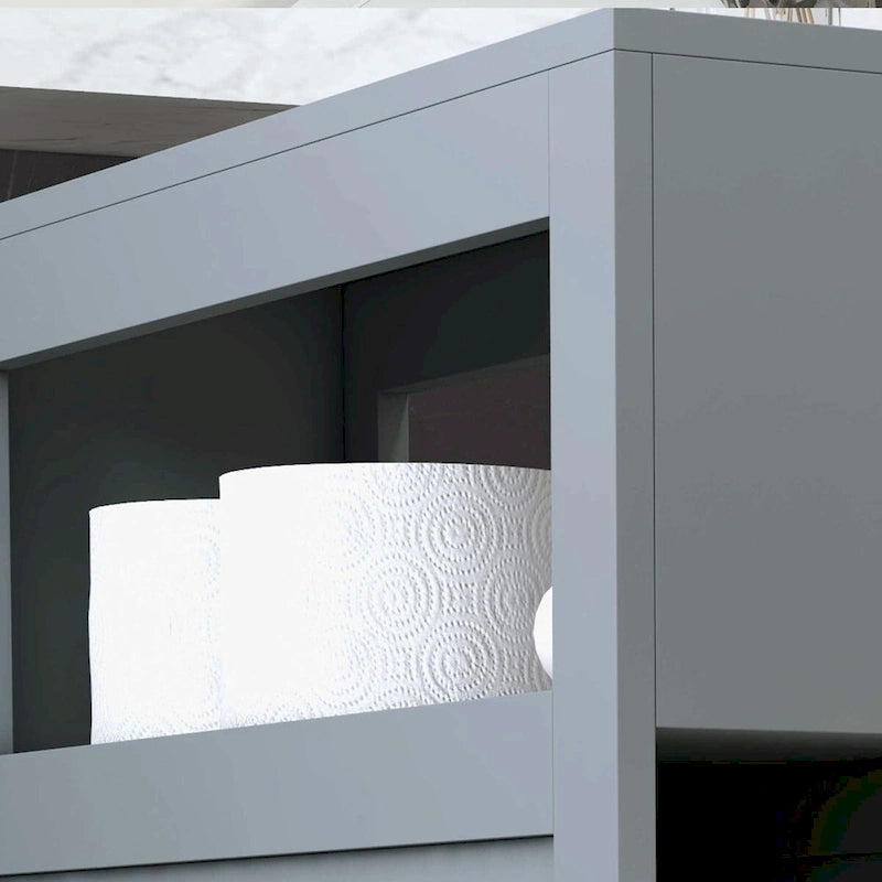 Meuble de rangement étroit gris pour salle de bain, organiseur de sol autoportant, économiseur d'espace, support de papier toilette de salle de bain avec tiroirs