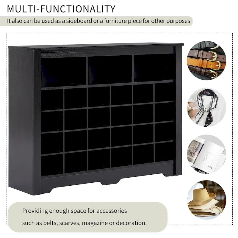 Meuble de rangement 24 compartiments pour chaussures au design élégant, meuble à chaussures moderne avec base incurvée, buffet polyvalent de haute qualité pour l'entrée