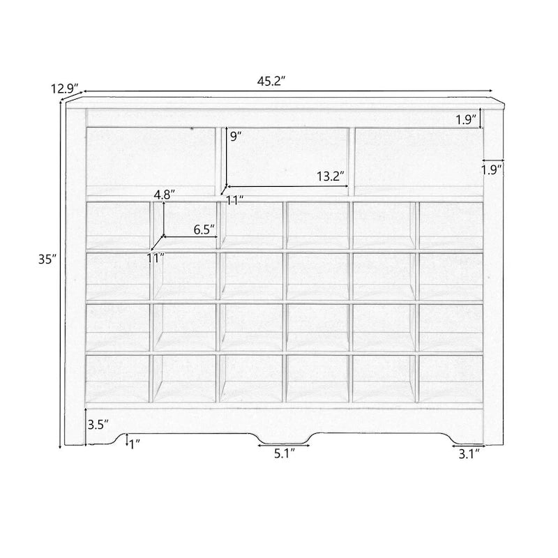 Meuble de rangement 24 compartiments pour chaussures au design élégant, meuble à chaussures moderne avec base incurvée, buffet polyvalent de haute qualité pour l'entrée