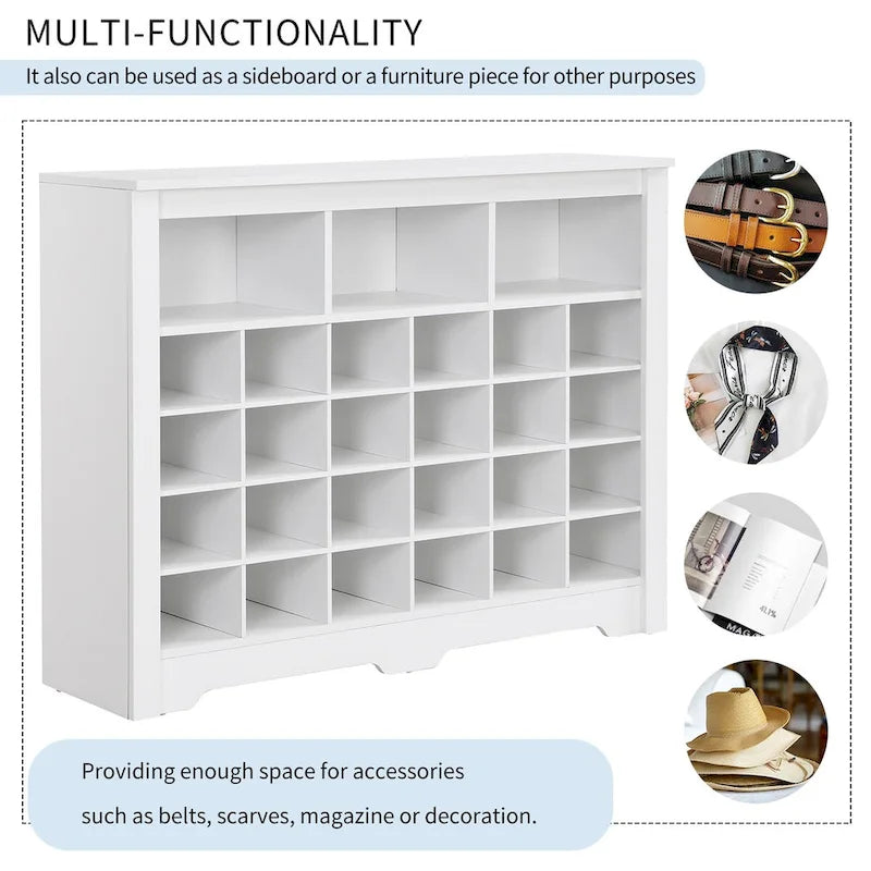 Meuble de rangement 24 compartiments pour chaussures au design élégant, meuble à chaussures moderne avec base incurvée, buffet polyvalent de haute qualité pour l'entrée