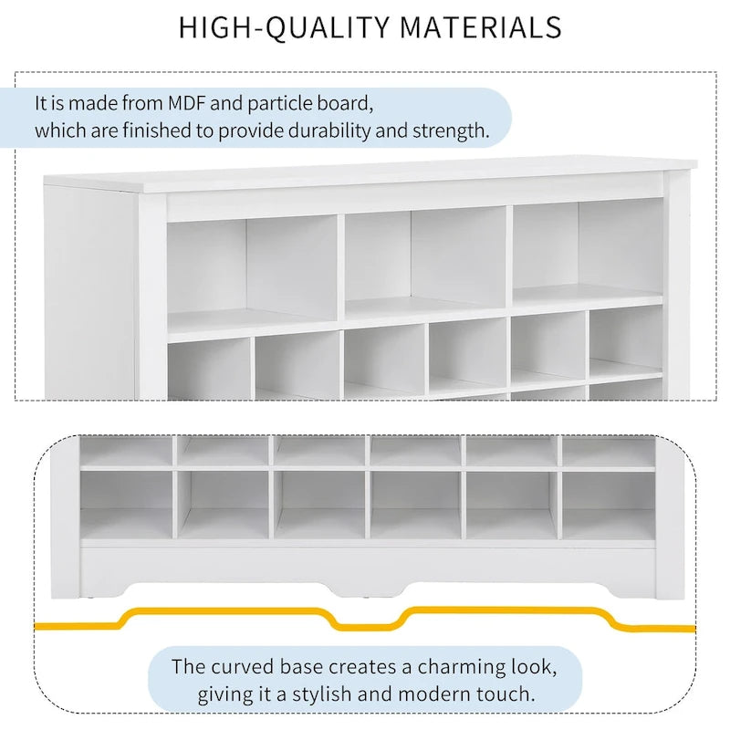 Meuble de rangement 24 compartiments pour chaussures au design élégant, meuble à chaussures moderne avec base incurvée, buffet polyvalent de haute qualité pour l'entrée