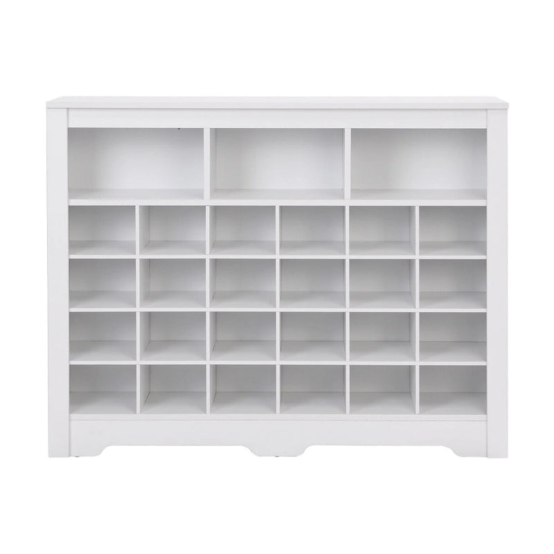 Meuble de rangement 24 compartiments pour chaussures au design élégant, meuble à chaussures moderne avec base incurvée, buffet polyvalent de haute qualité pour l'entrée