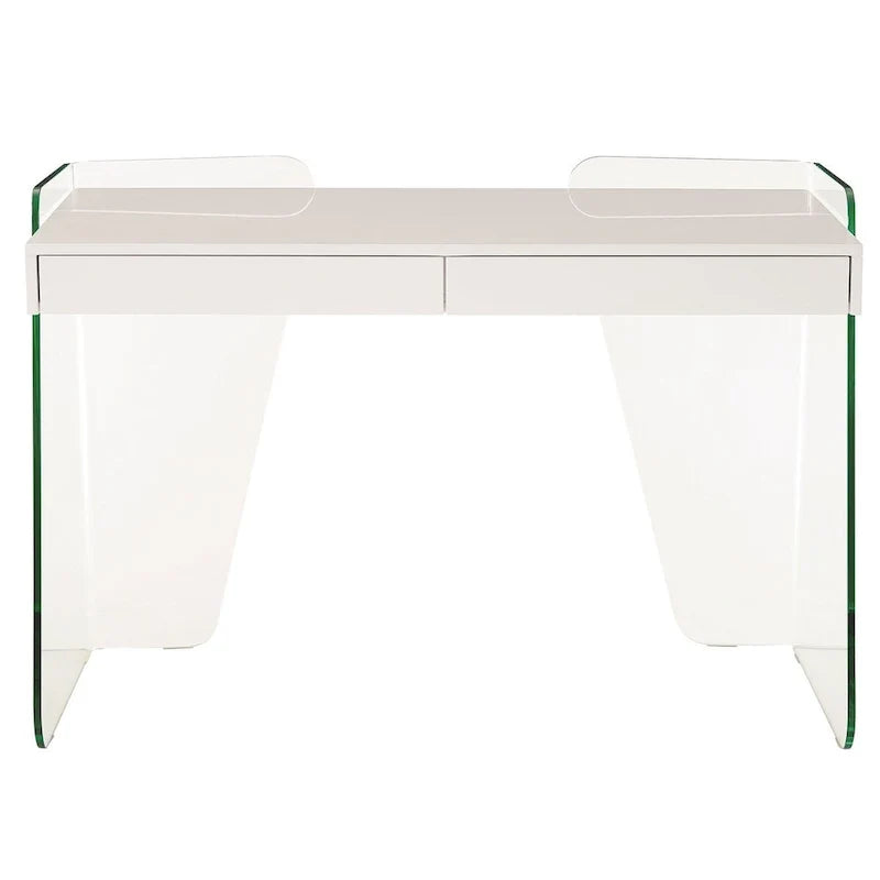 Bureau ARCHIE avec plateau en verre transparent.